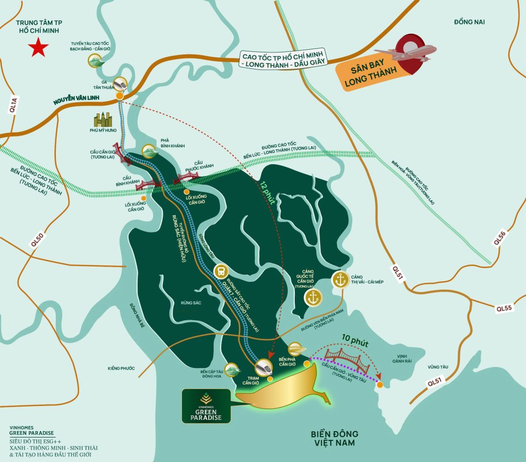 Vị trí Vinhomes Green Paradise Cần Giờ – kết nối TP.HCM và biển Đông